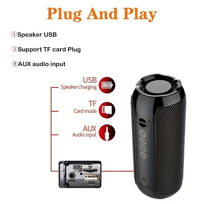 Portable Outdoor Wireless Bass Speaker With Charging Cable And Aux Cable