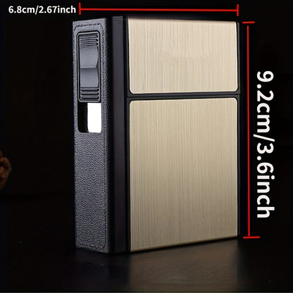 Flame on the Go: 2-in-1 20pcs Cigarette Capacity Case Box with USB Lighter"