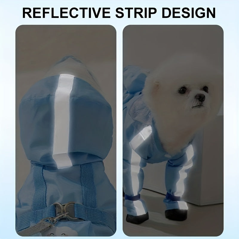 Puddle-Ready Pup: Pet Raincoat with Transparent Hat for Small to Medium Dogs