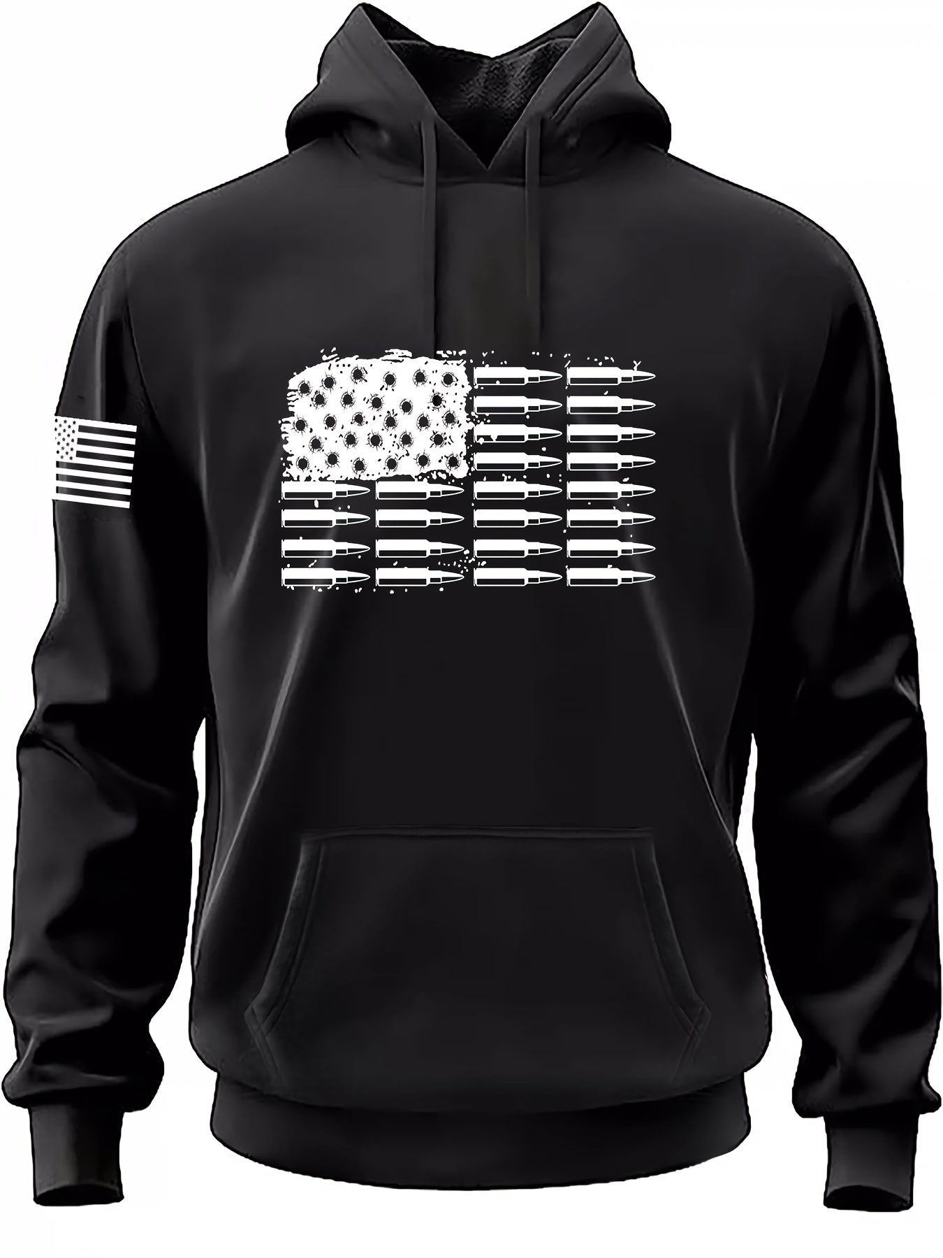 Men's Casual American Flag Graphic Print Hoodie - Oversized Comfort