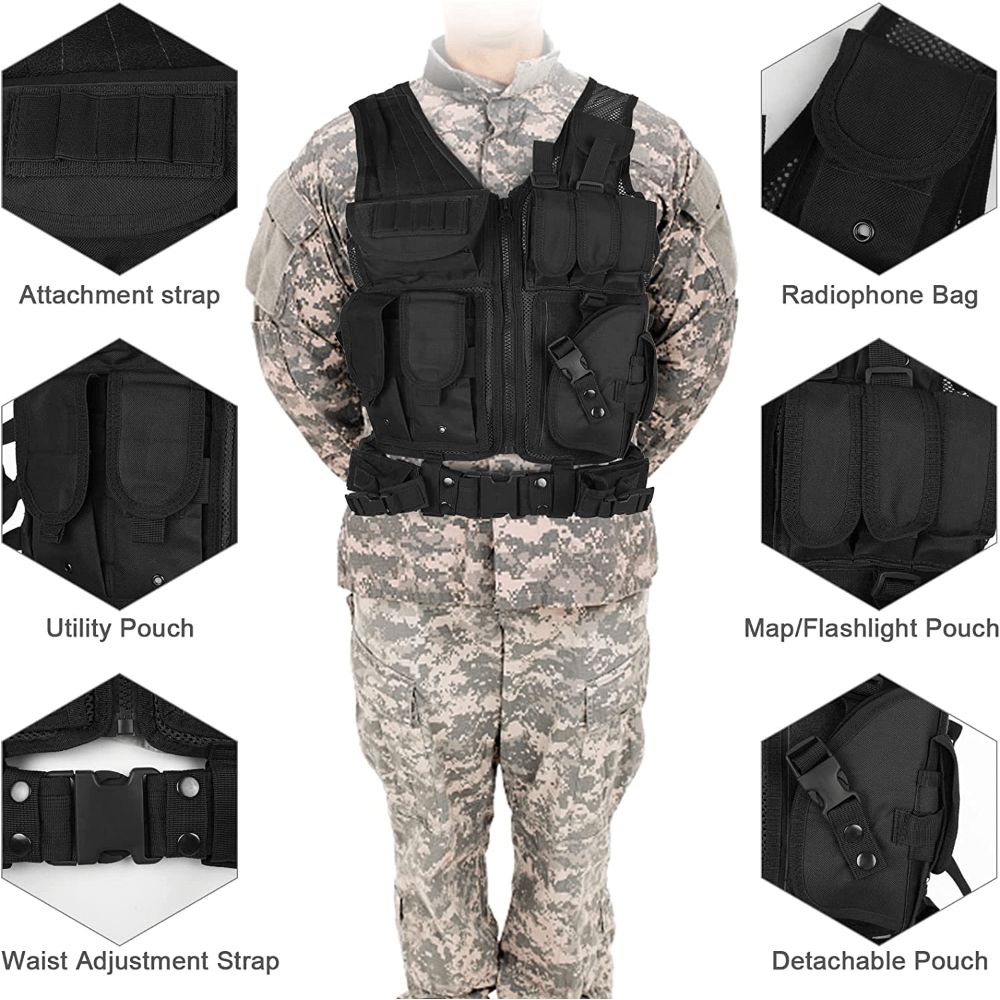 Men's Training Vest: Detachable Belt, Subcompact/Compat/Standard Holster