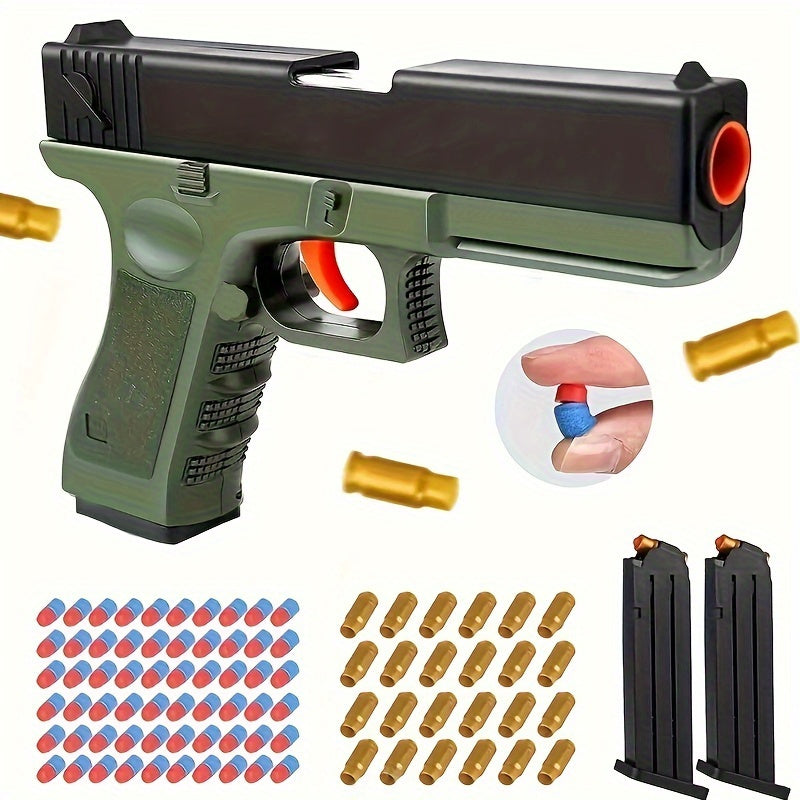 Locked and Loaded Fun: Soft Bullet Toy Gun with Cartridge and Pull Back Action