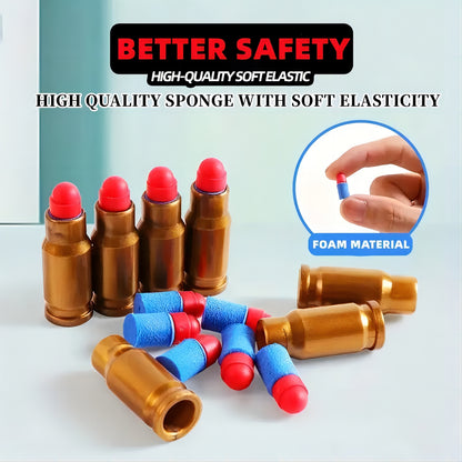 Locked and Loaded Fun: Soft Bullet Toy Gun with Cartridge and Pull Back Action