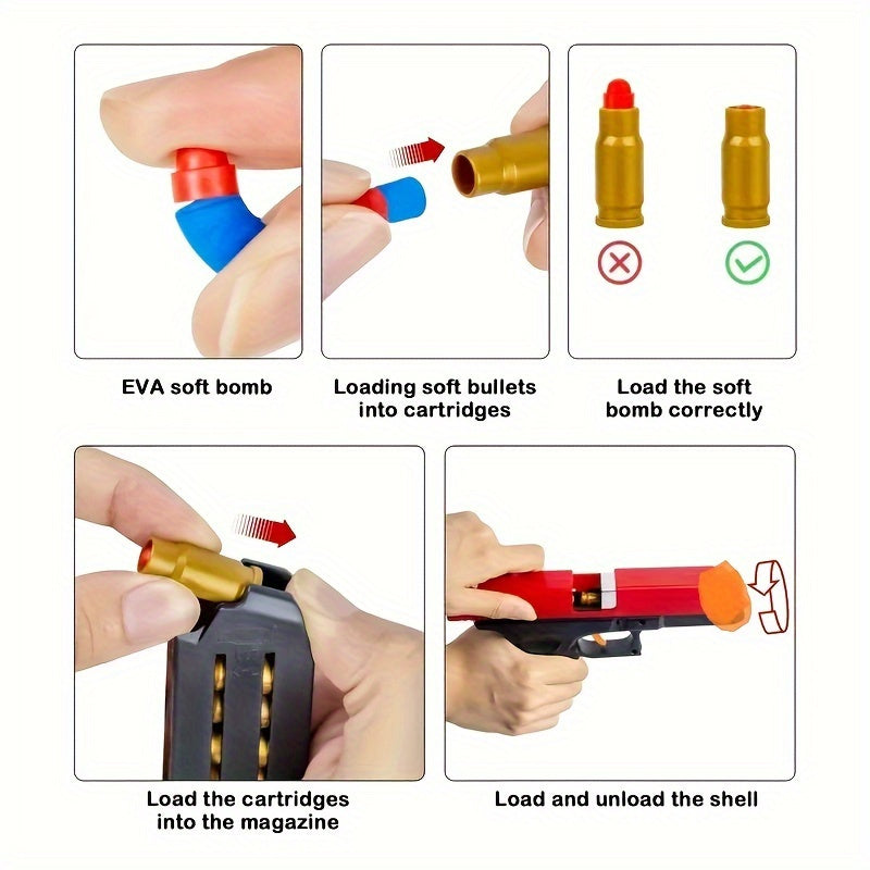 Locked and Loaded Fun: Soft Bullet Toy Gun with Cartridge and Pull Back Action