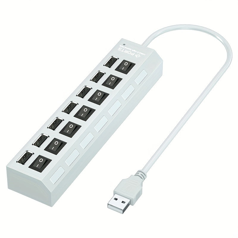 4-Port/7-Port Universal USB Hub with Independent Switches - Streamline Your Connectivity