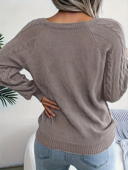 Cozy Elegance: Solid Cable Knit Sweater