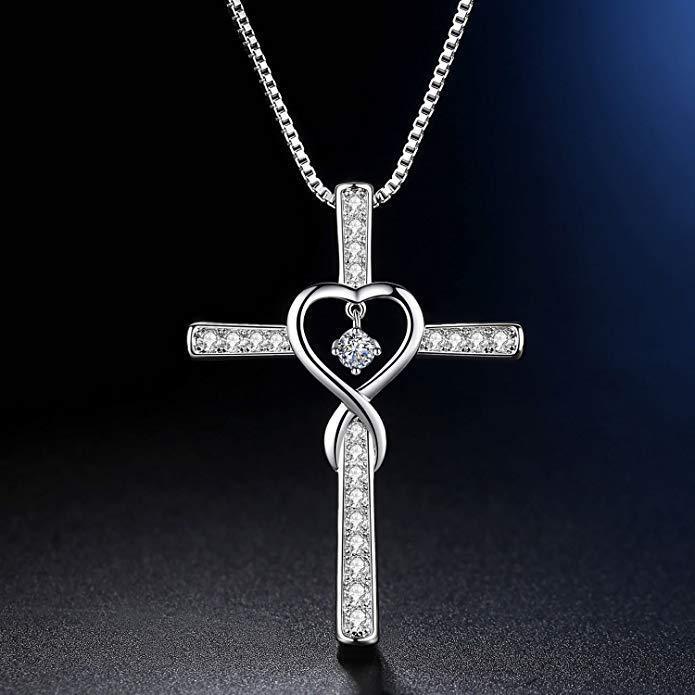 Fashion Cross Inlaid Zircon Pendant