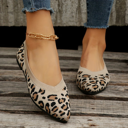 Women's Slip-on Casual Leopard Print Pointed Toe Flat Shoes