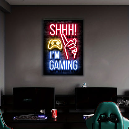 Neon Game Poster - Vibrant Canvas Painting