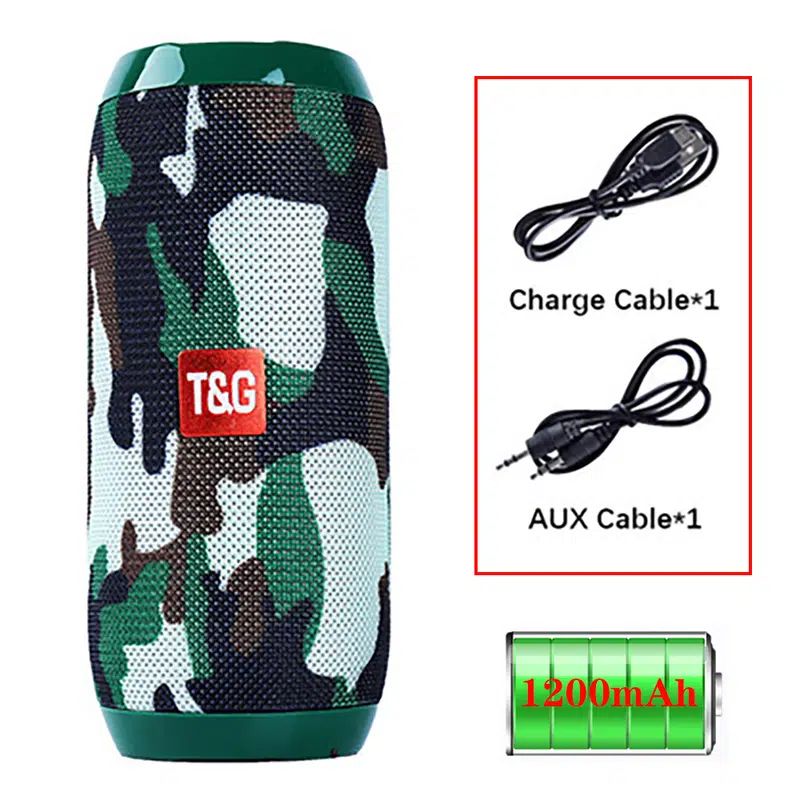 Portable Outdoor Wireless Bass Speaker With Charging Cable And Aux Cable