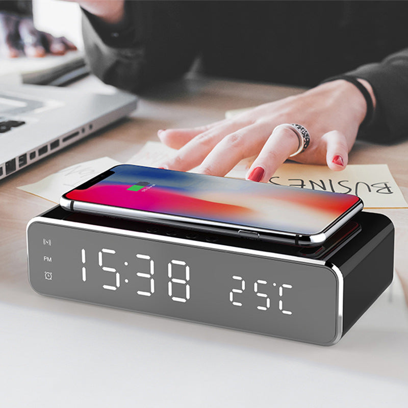 Wireless Charger LED Alarm Clock: Modern, Sleek, Multi-functional Desk Decor