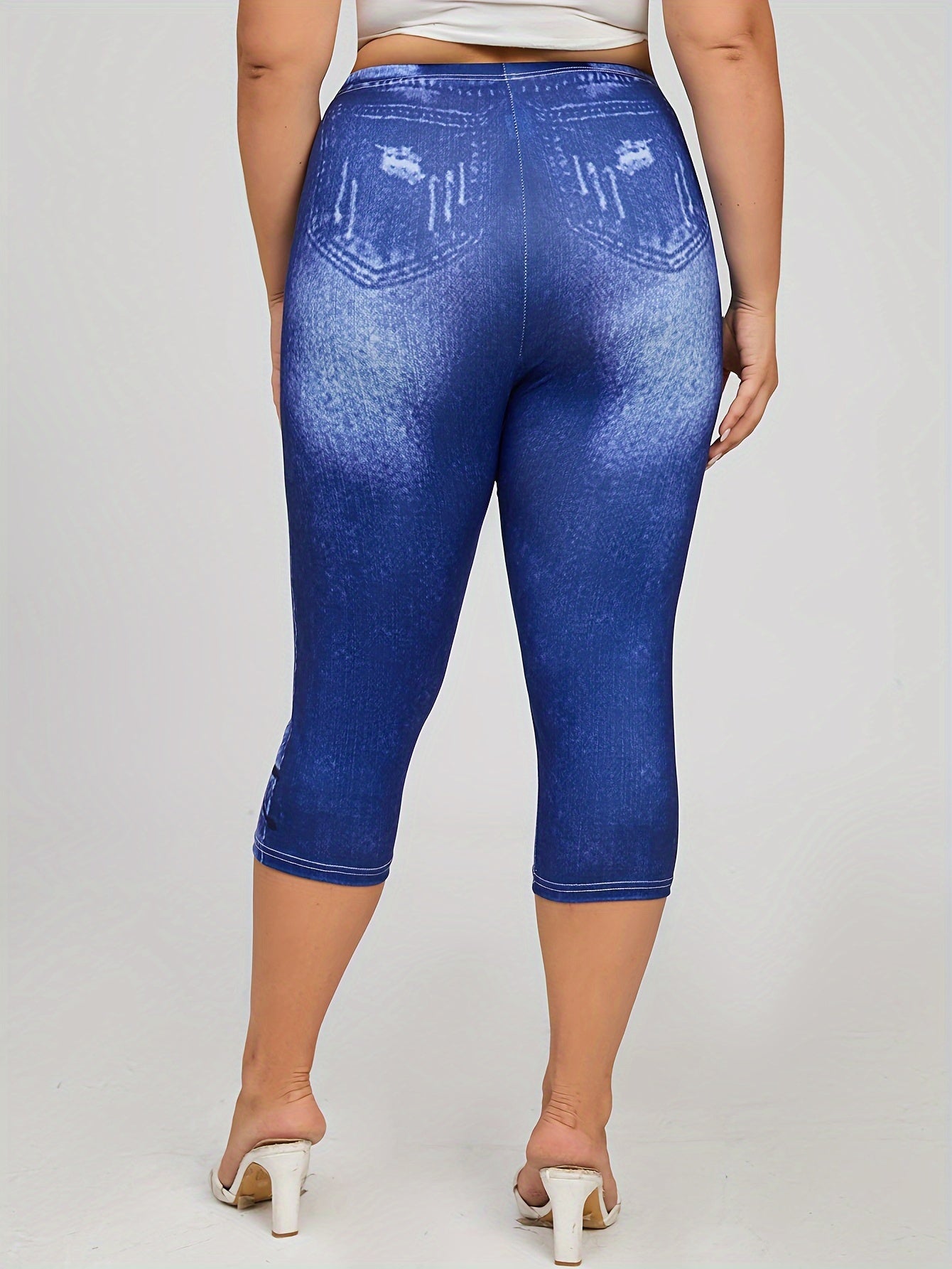 Denim Print Capri Leggings for Effortless Style