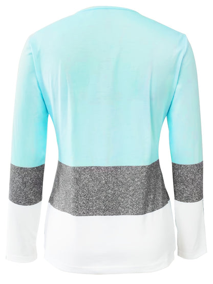 Colorblock Print Zip Front T-Shirt for Effortless Style