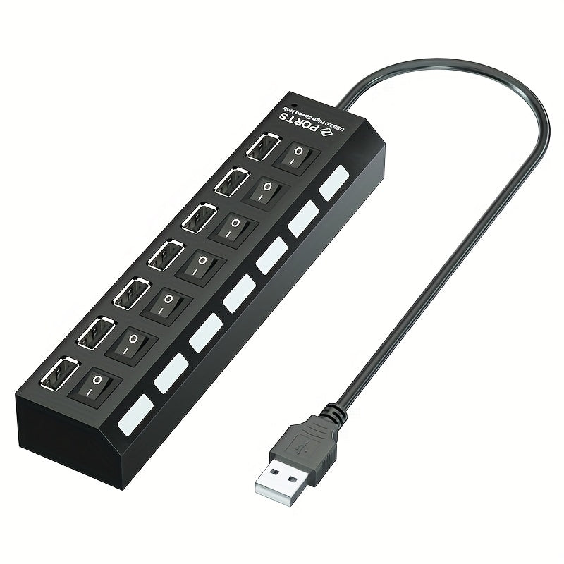 4-Port/7-Port Universal USB Hub with Independent Switches - Streamline Your Connectivity