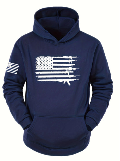 Men's Casual American Flag Graphic Print Hoodie - Oversized Comfort