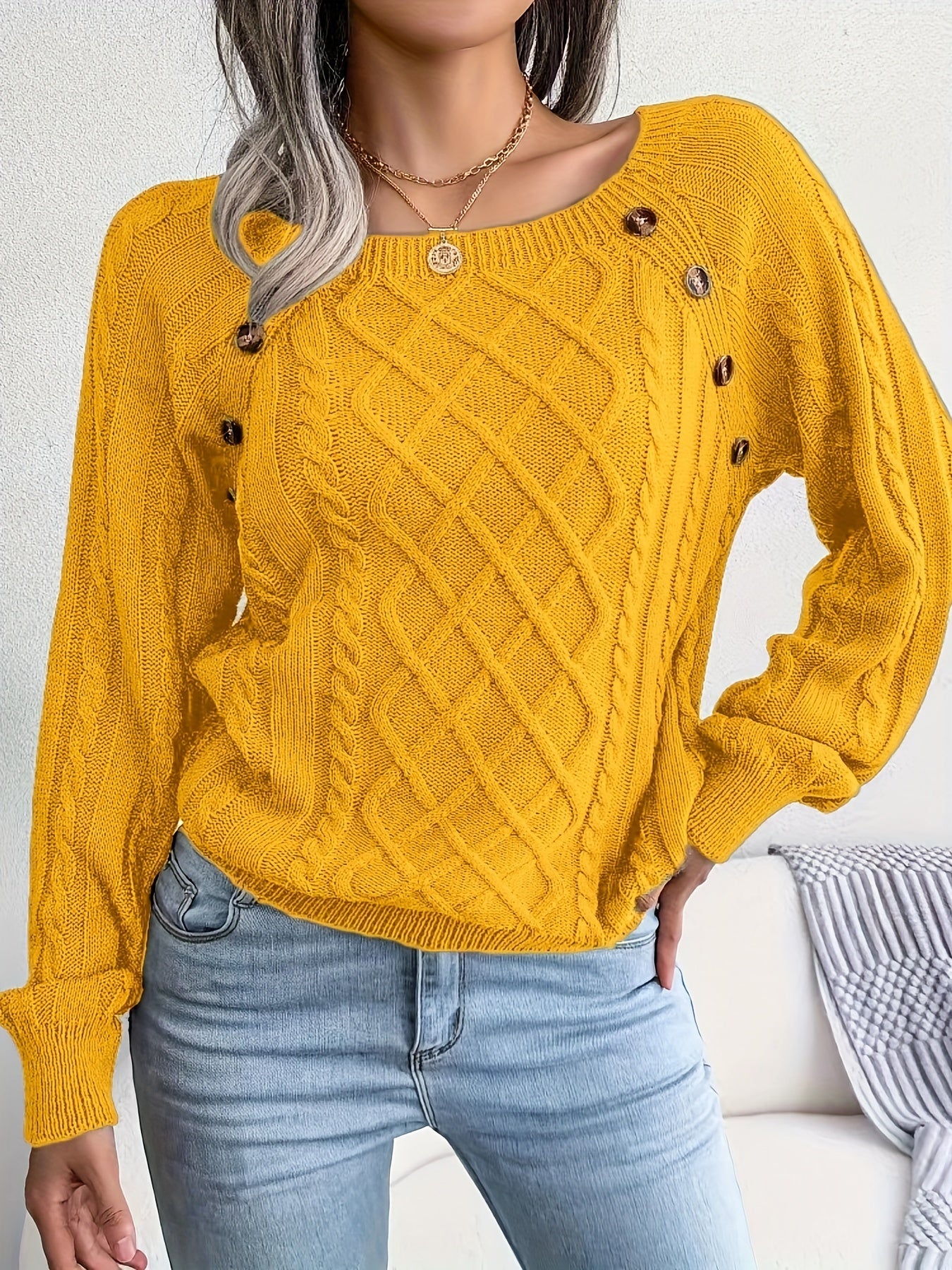 Cozy Elegance: Solid Cable Knit Sweater