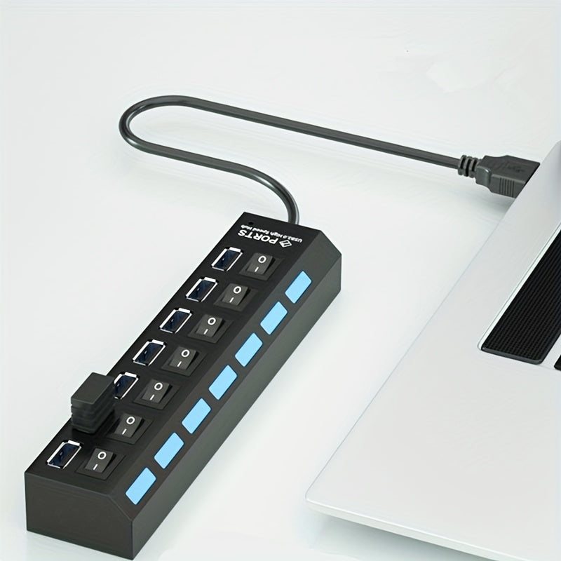 4-Port/7-Port Universal USB Hub with Independent Switches - Streamline Your Connectivity