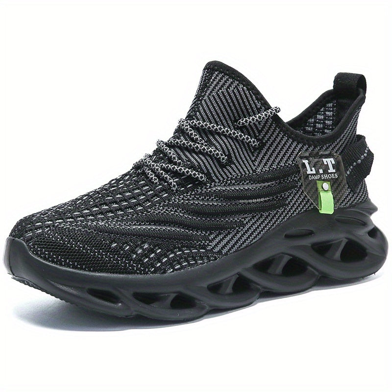 Men's Knit Lightweight Comfy Breathable Lace Up Running Shoes