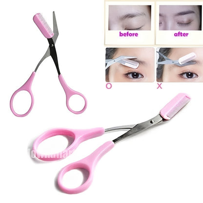 Eyebrow Trimmer Scissor With Comb Grooming Shaping