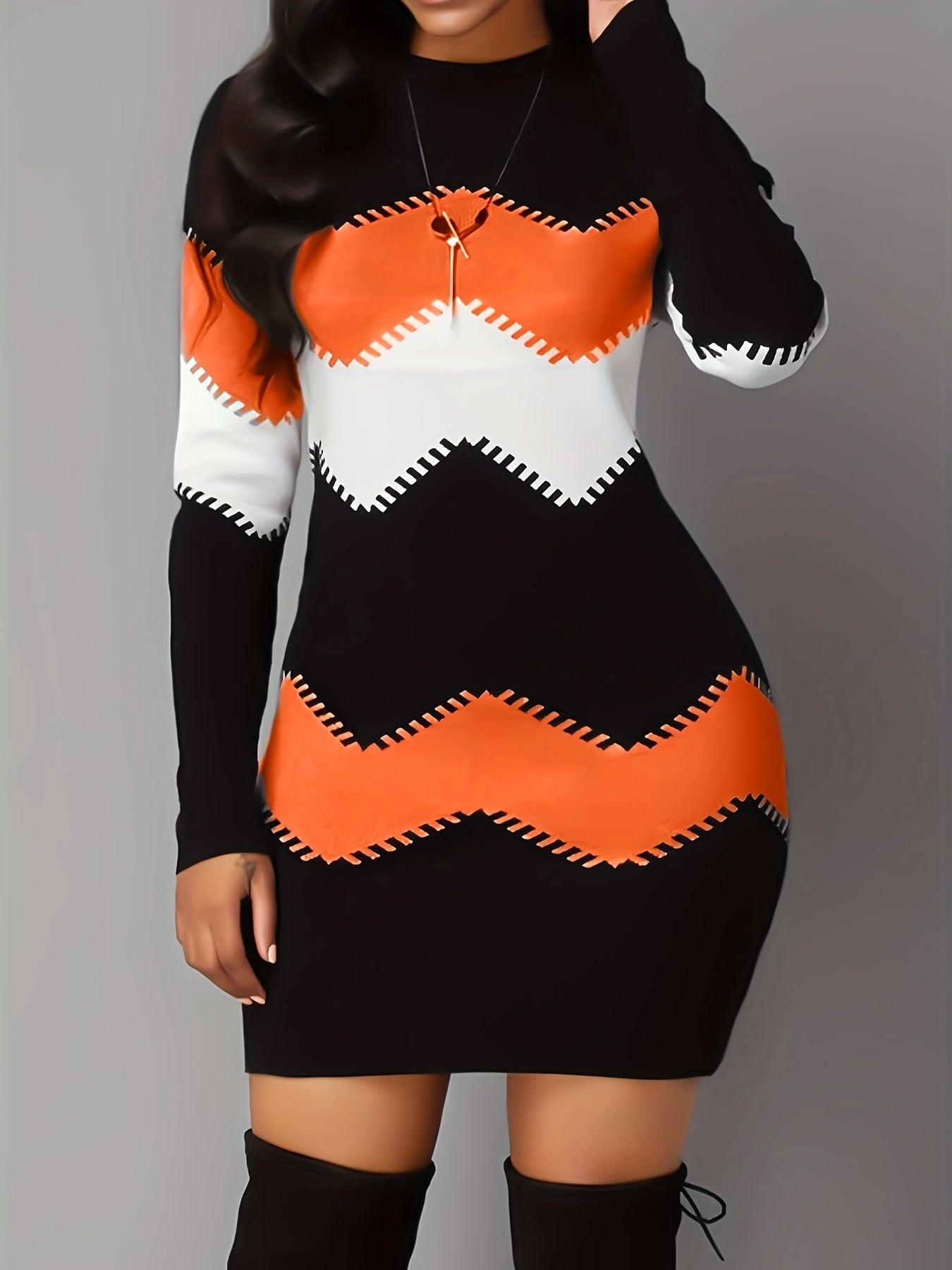 Simple Casual Long Sleeve Bodycon Mini Dress