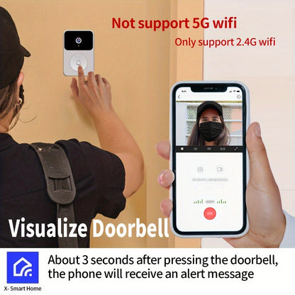 Wireless Easy Install Doorbell Camera with Home Intercom, Voice Changer + More