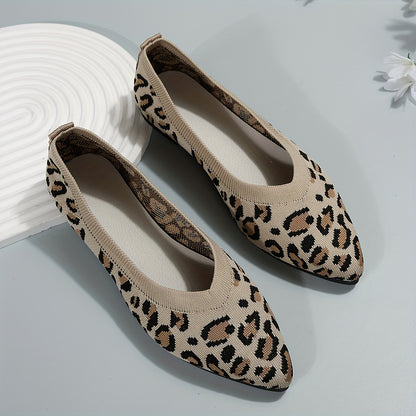 Women's Slip-on Casual Leopard Print Pointed Toe Flat Shoes