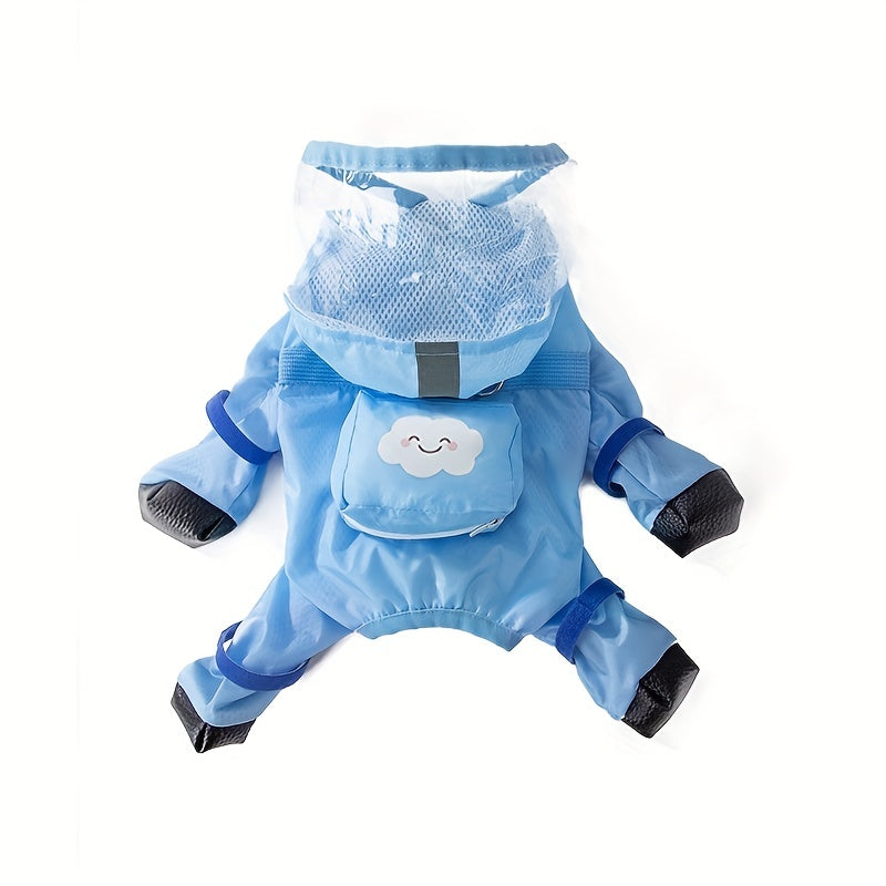 Puddle-Ready Pup: Pet Raincoat with Transparent Hat for Small to Medium Dogs