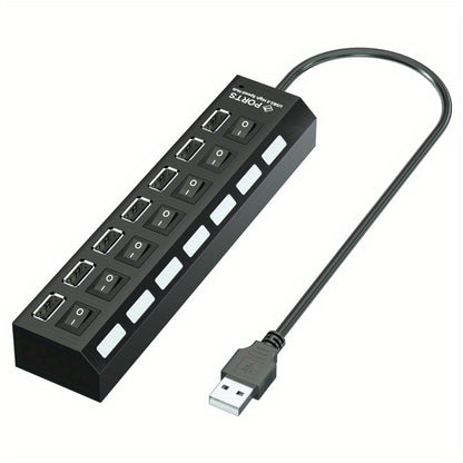 4-Port/7-Port Universal USB Hub with Independent Switches - Streamline Your Connectivity