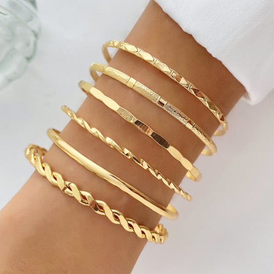 Bohemian Gold colored Bracelet Set (6 pcs)
