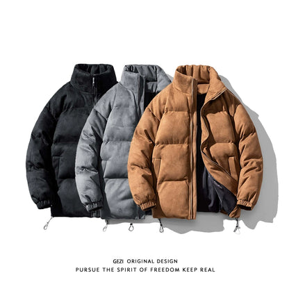 Winter Retro Suede Puffer Jacket