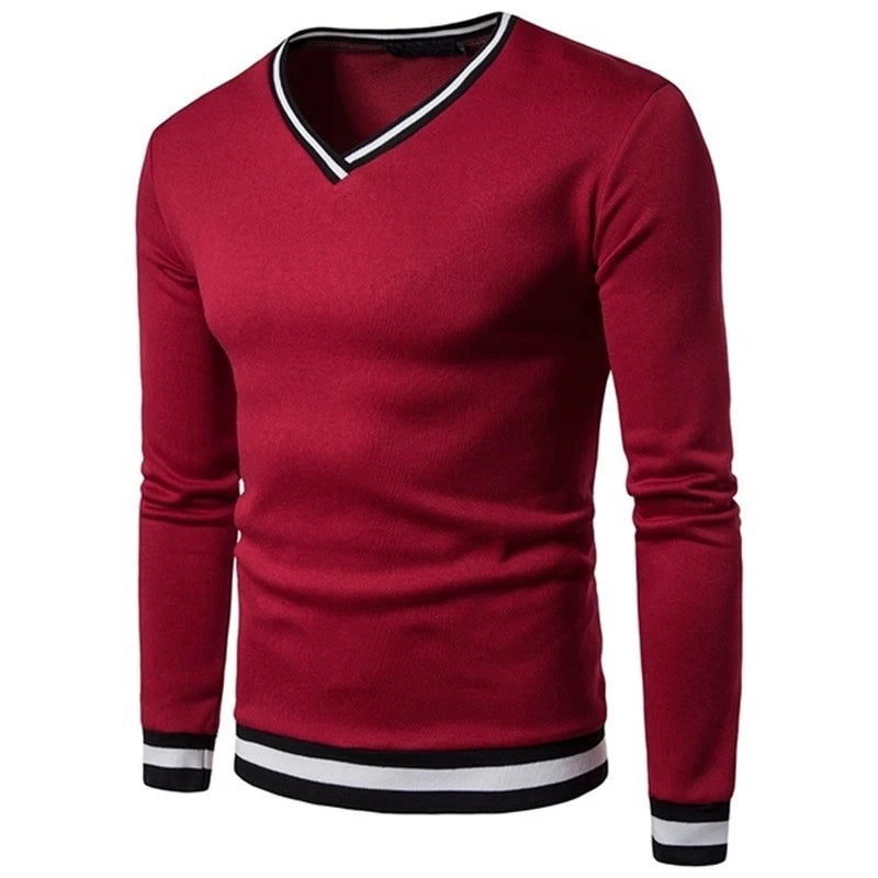 Men's Color Block V-Neck Sweatshirt, your go-to casual winter pullover