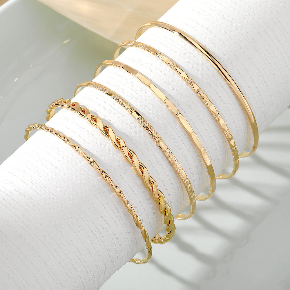 Bohemian Gold colored Bracelet Set (6 pcs)