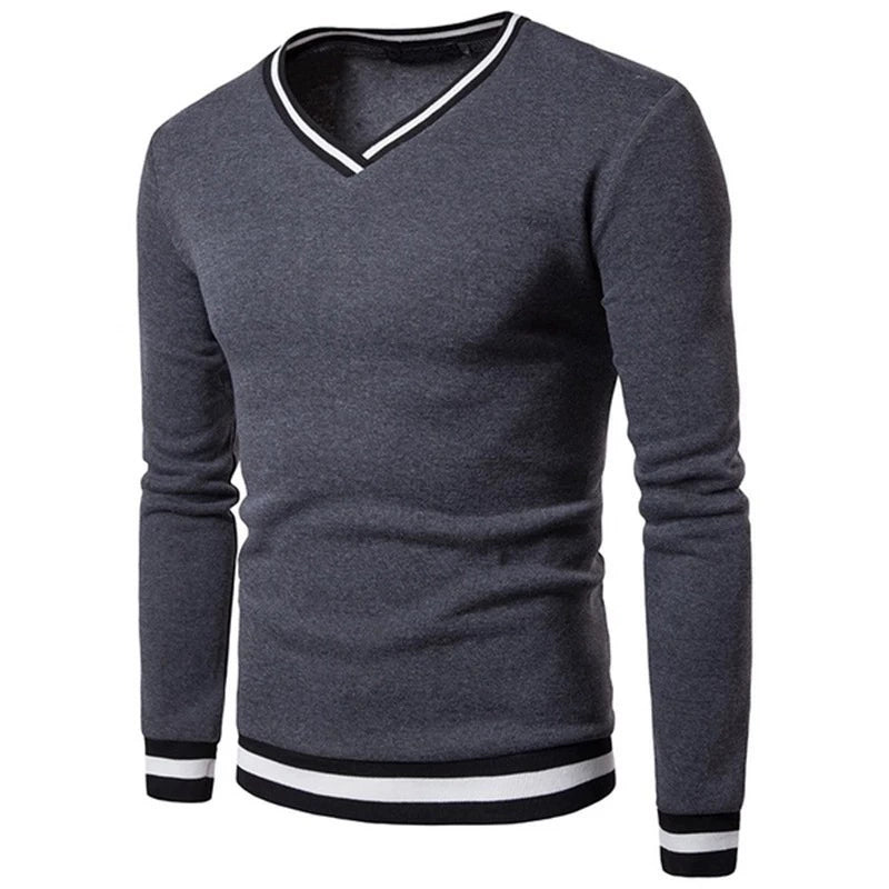 Men's Color Block V-Neck Sweatshirt, your go-to casual winter pullover