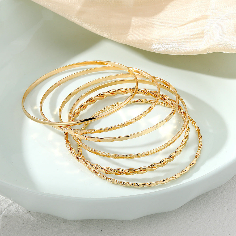 Bohemian Gold colored Bracelet Set (6 pcs)