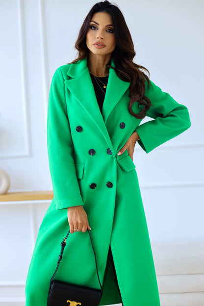 Long-Sleeved Lapel Woolen Coat