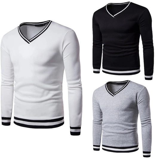 Men's Color Block V-Neck Sweatshirt, your go-to casual winter pullover