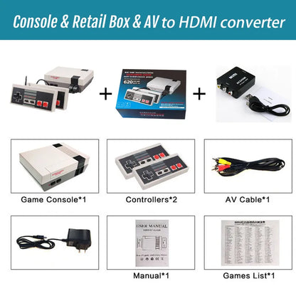 Retro Game Console Classic Mini Video Game System Built-in 620 Games