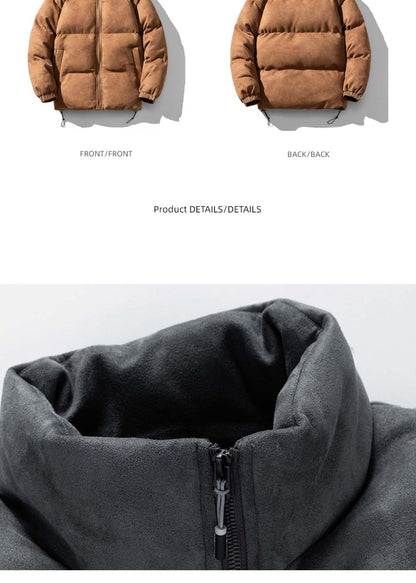 Winter Retro Suede Puffer Jacket