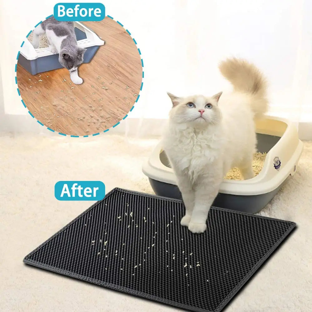 Waterproof EVA Double Layer Cat Litter Box Mat, Non-slip Sand Cat Pad, Washable Bed Mat