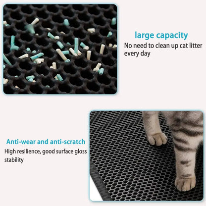 Waterproof EVA Double Layer Cat Litter Box Mat, Non-slip Sand Cat Pad, Washable Bed Mat