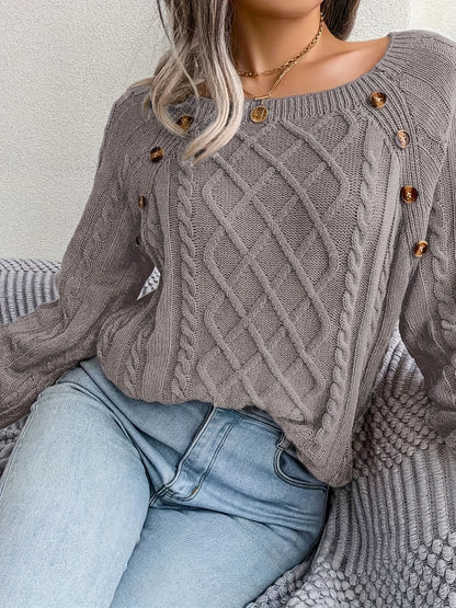 Cozy Elegance: Solid Cable Knit Sweater