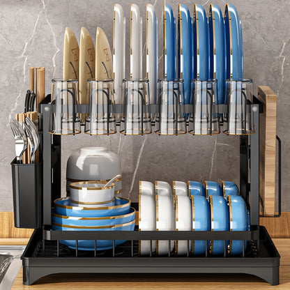 "2 Tier Dish Drying Rack Set - Organize and Dry with Ease