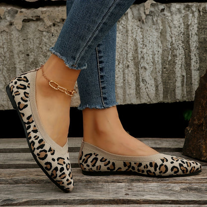 Women's Slip-on Casual Leopard Print Pointed Toe Flat Shoes