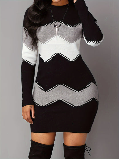 Simple Casual Long Sleeve Bodycon Mini Dress