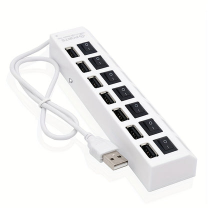 4-Port/7-Port Universal USB Hub with Independent Switches - Streamline Your Connectivity