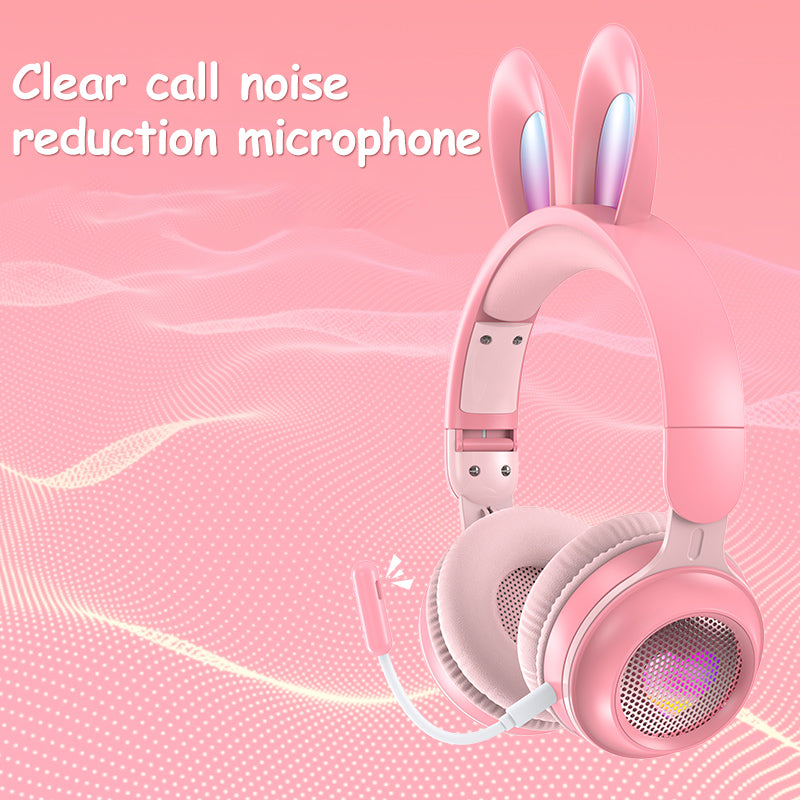 Hop into Fun with Cute Anime Rabbit Ear Headphones – Wireless and Luminous!