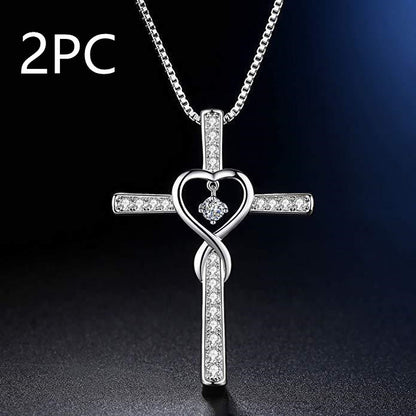 Fashion Cross Inlaid Zircon Pendant