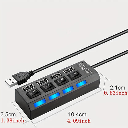 4-Port/7-Port Universal USB Hub with Independent Switches - Streamline Your Connectivity