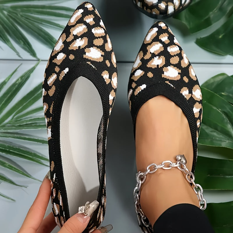 Women's Slip-on Casual Leopard Print Pointed Toe Flat Shoes