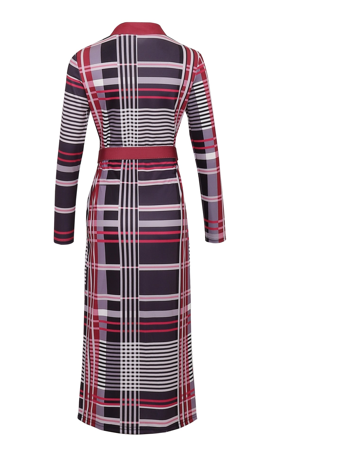 Elegance Redefined: Plaid Bodycon V Neck Dress for Effortless Sophistication